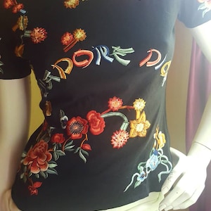 Christian Dior vintage John Galliano embroidery t-shirt size S 36 or M 38