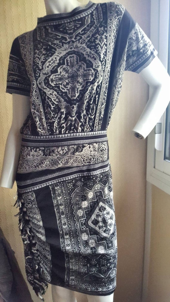 Vintage Jean Paul Gaultier dress in printed knit … - image 1