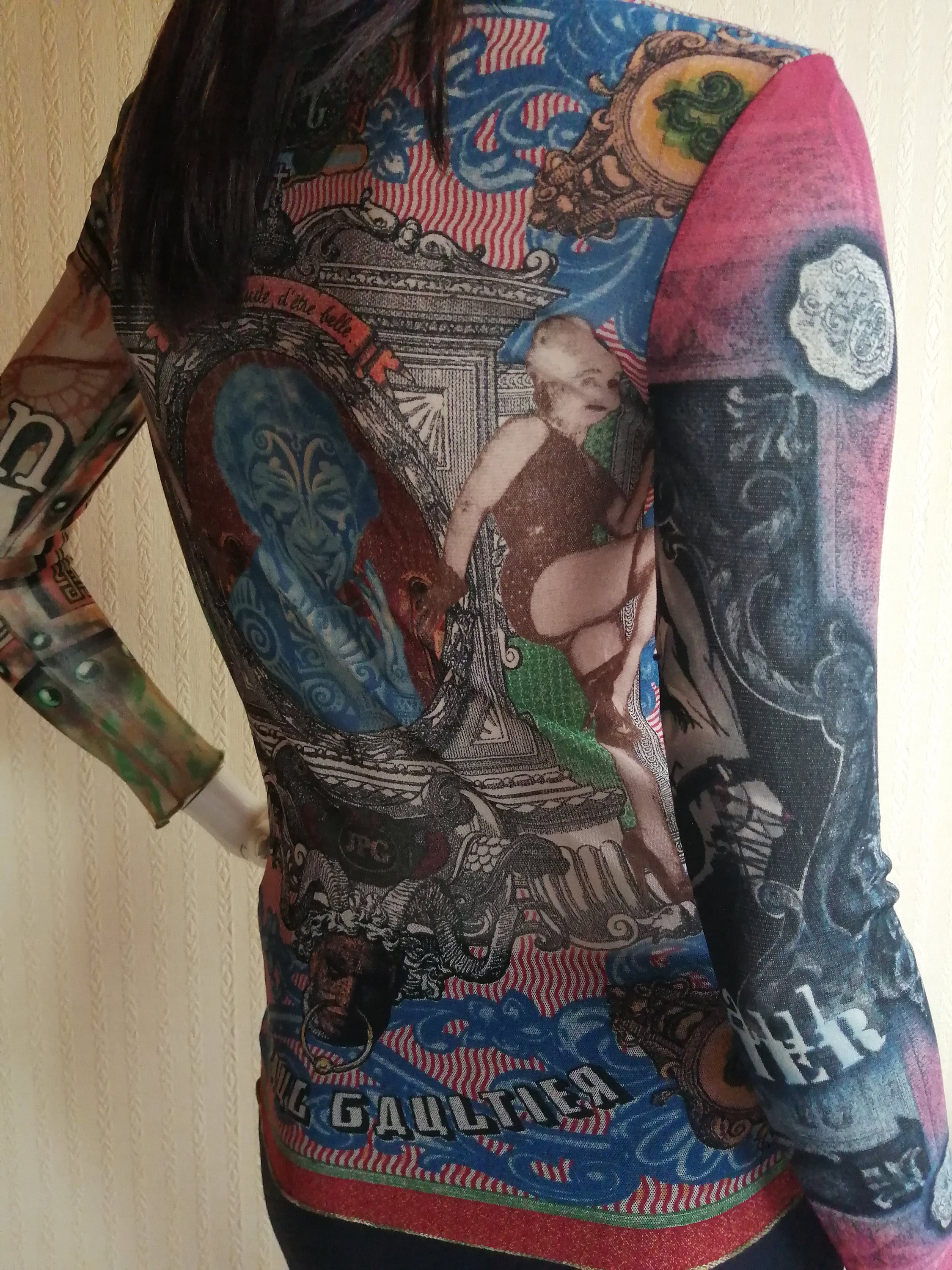 Jean Paul Gaultier Vintage Tattoo Mesh T-shirt With Face Jean Paul Gaultier Vintage Tattoo Mesh T-shirt With Face