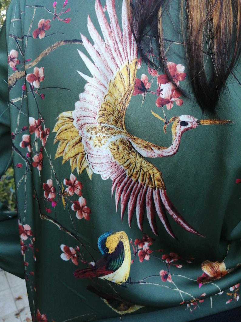 Vintage light bomber jacket printed floral stork size M