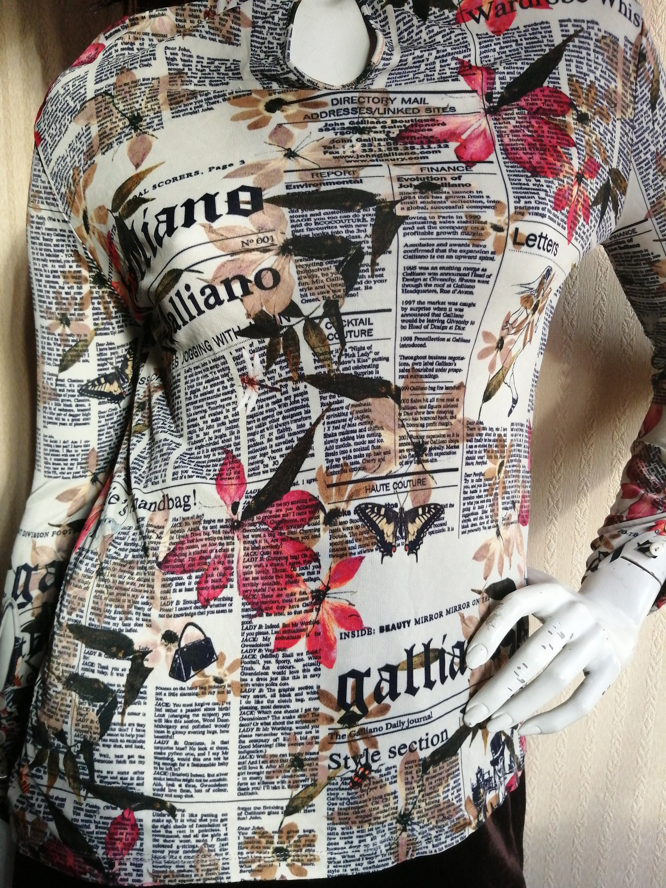【John Galliano】Newspaper bracelet RARE CHRISTIAN DIOR Vintage John Galliano Newspaper Print