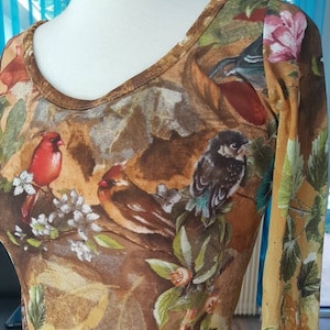 Magnificent vintage floral print transparent tattoo mesh top Size M L