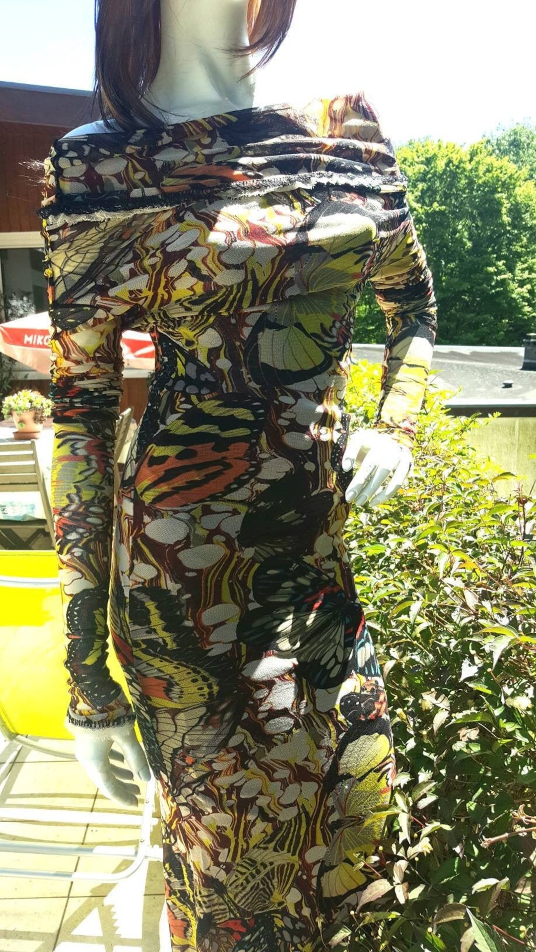 Maxi Dress Jean Paul Gaultier Vintage Mesh Butterfly Print Maxi Dress Jean Paul Gaultier Vintage Mesh Butterfly Print