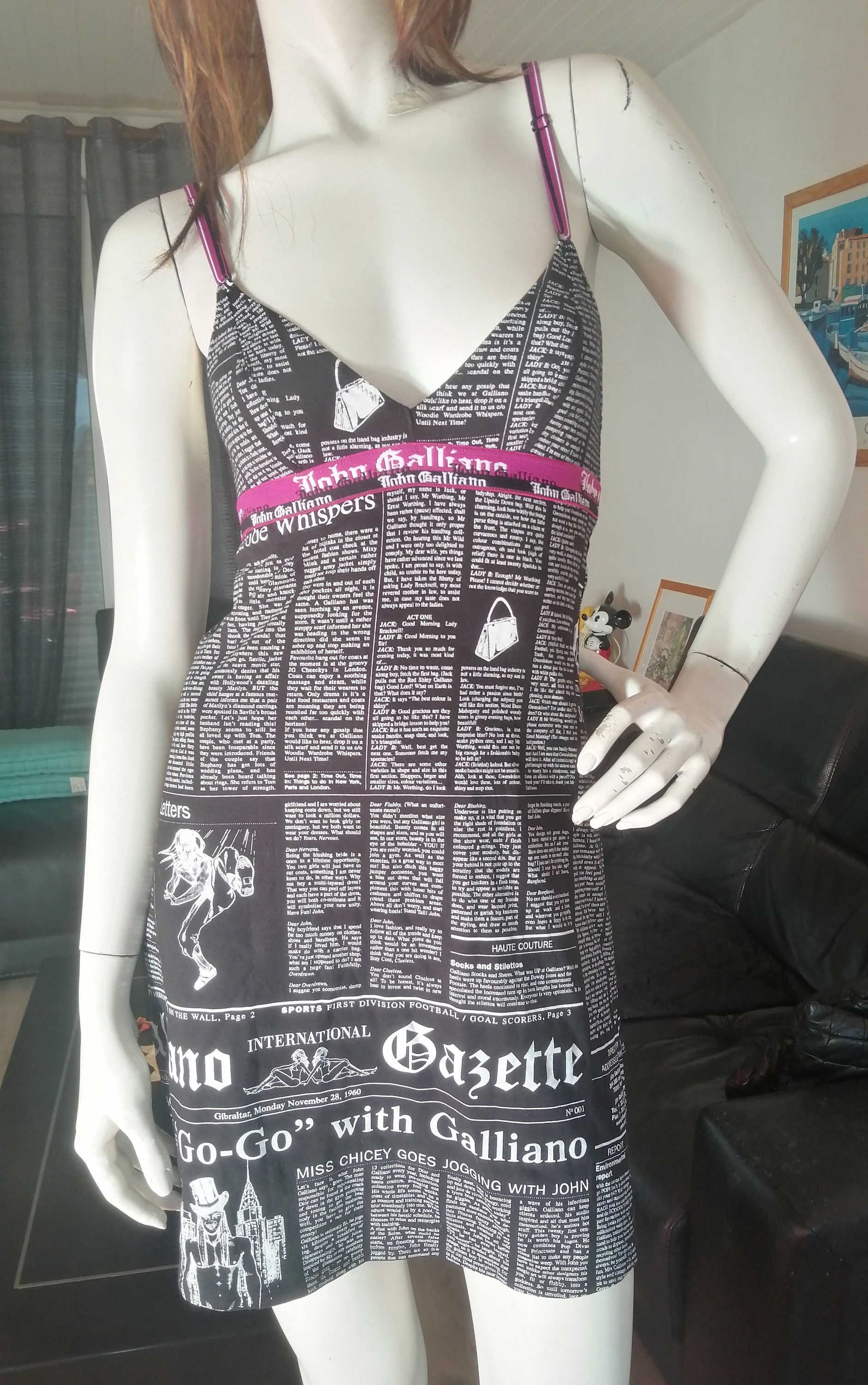 Vintage Mini Slip Dress John Galliano Gazette Newspaper