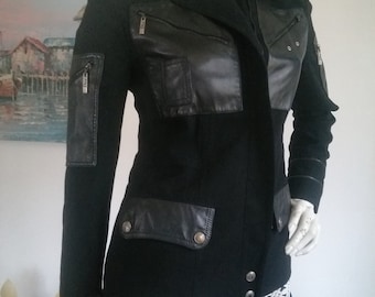Christian Dior jacket by John Galliano vintage leather and black wool size S