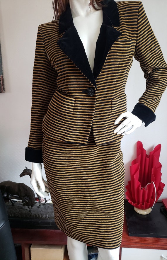 Buy Yves Saint Laurent Rive Gauche Vintage Velvet Jacket Suit Size 