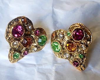 Pretty Christian LACROIX vintage 1980&#39;s Heart earrings Gold plated