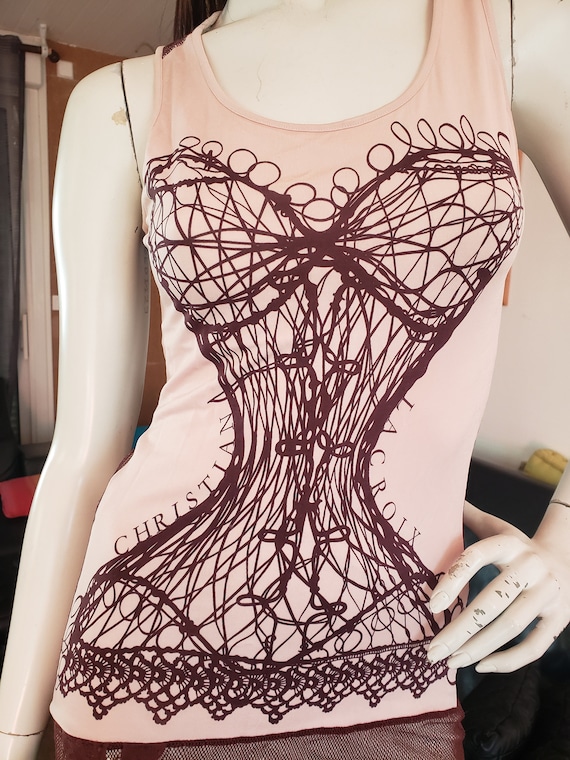 Vintage Long Christian Lacroix Trompe L'oeil Lace Corset