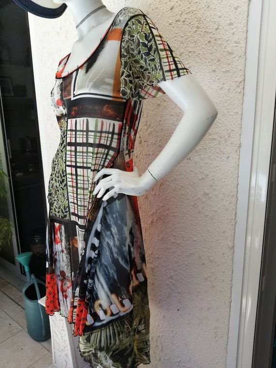 Robe Vintage Jean Paul Gaultier Taille M - Multicolore Tribal - Maille Sans Manches - Occasion Très Bon état