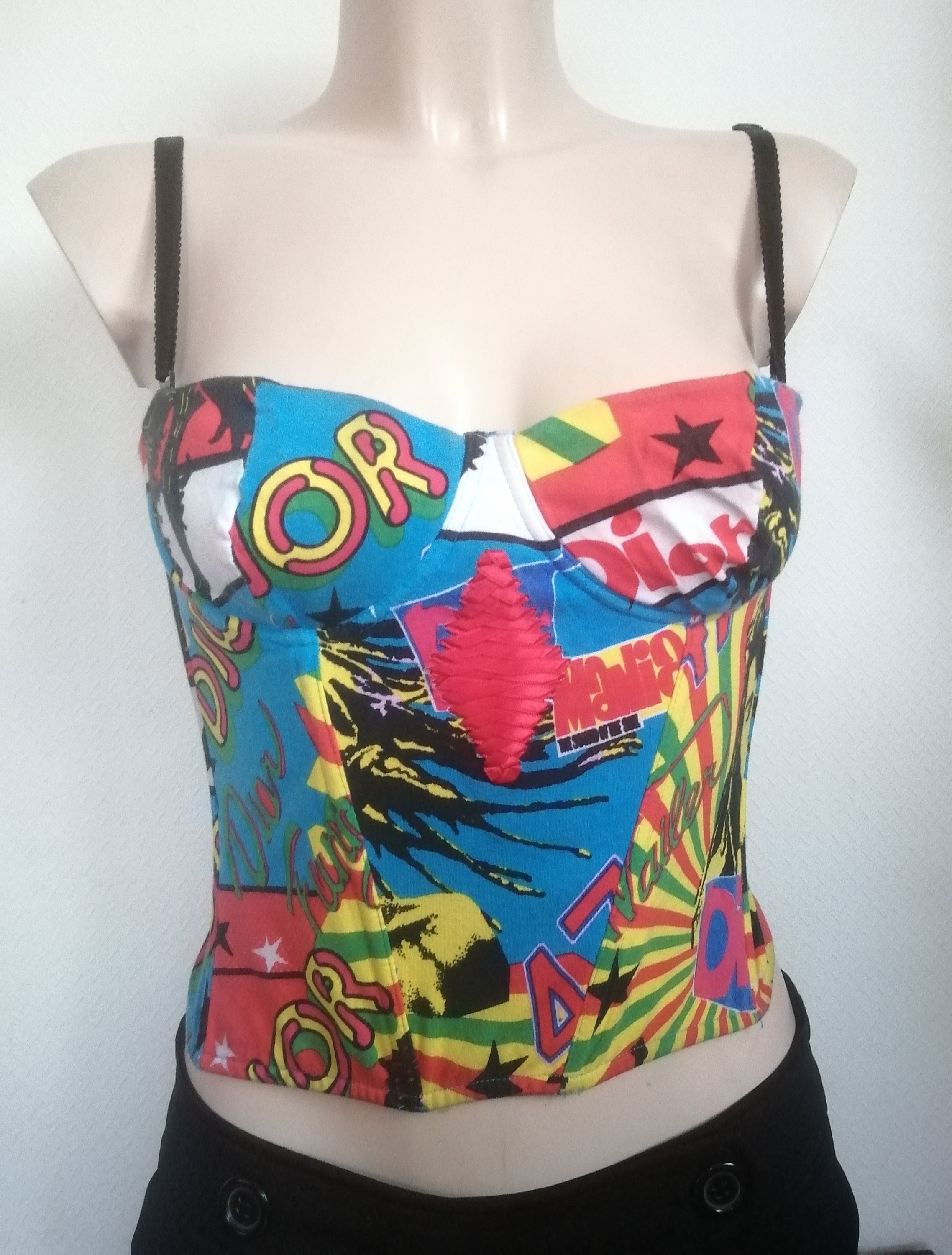 Christian Dior Rare Bustier Top John Galliano Vintage Rasta Christian Dior Rare Bustier Top John Galliano Vintage Rasta