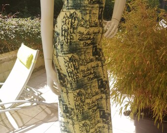 Maxi Dress Jean Paul Gaultier Vintage Postcard Print Size S
