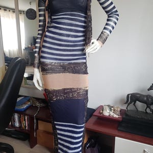 Jean Paul Gaultier women's strapless dress with sailor print size S M