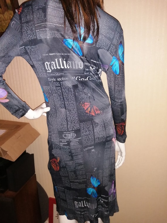 Robe Vintage Galliano - Imprimé Journal, Soie, Taille 36, Style Cache-cœur - Occasion Très Bon état