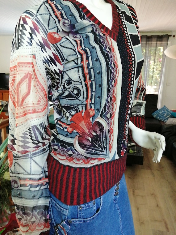 Nice top blouse Jean Paul Gaultier sun printed kni