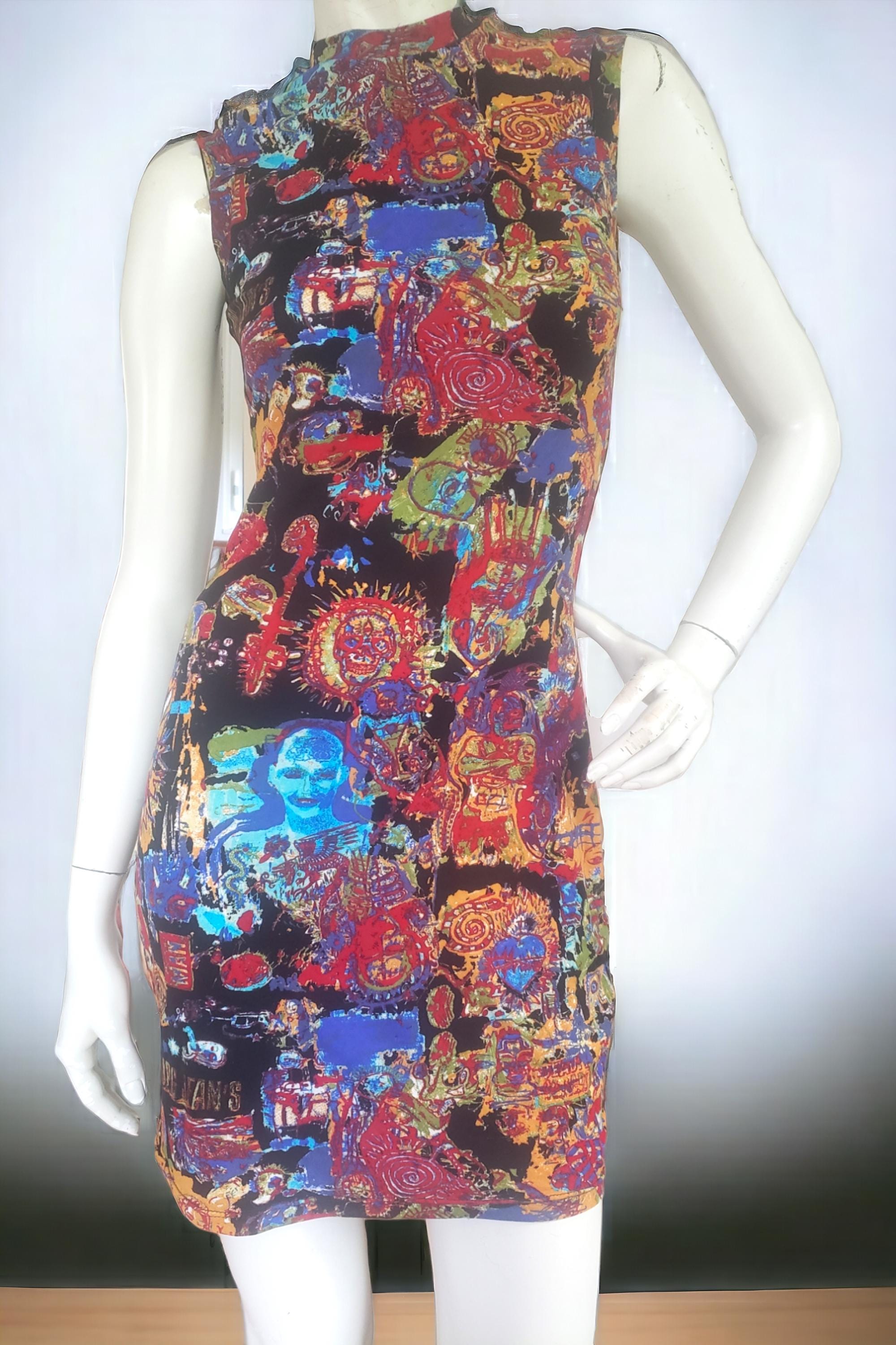 Jean Paul Gaultier JPG Collection Dress Multicolor Print Red
