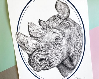Decorative rhinoceros sheet illustration nature
