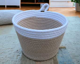 Storage Basket for Home, Cotton Rope Material, Medium Size 25x18cm, Organiser Basket, Hanging Kitchen Basket Clothes & Shoe Basket