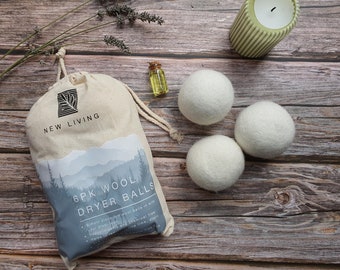 Organic Wool Dryer Balls 6 Pack, Optional Lavender Fragrance