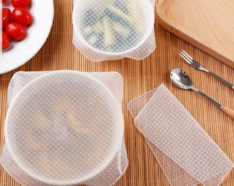 Silicone food Wrap Covers, 3 Pcs Set, Stretch Lids, Eco Product