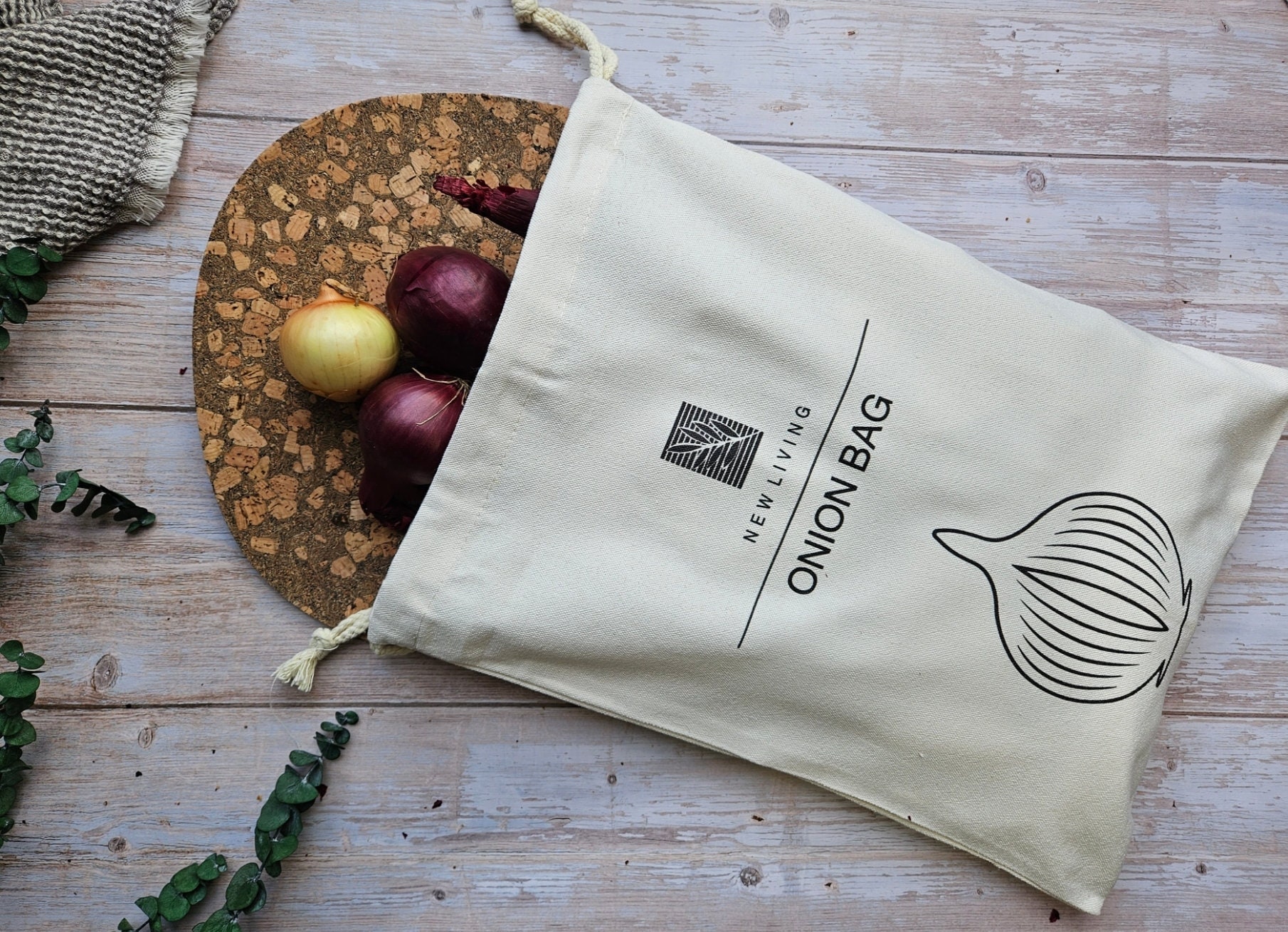 Linen Food Storage Bags, Onion Bag, Potato Bag, Bread Bag, Linen