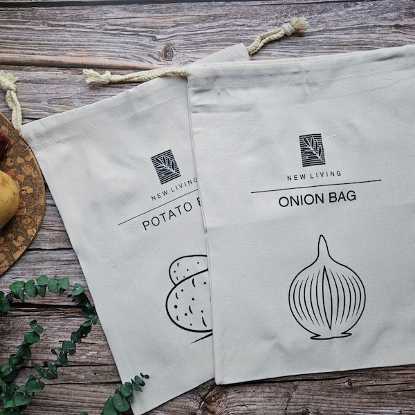 Leinen-Vorratsbeutel, Zwiebelbeutel, Kartoffelbeutel, Brotbeutel, Leinen-Baumwollmischung, Eco-Produkt, Öko-Vorratsbeutel