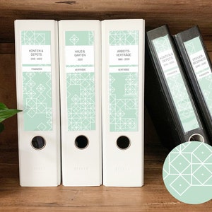 Folder spine slide-in labels | wide & narrow | squares | Mint, mint green | PDF for self-printing | folder labels