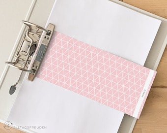 Trennstreifen Druckvorlage | File Devider Printable | Muster: Dreiecke | rosé, pastell | zum Selbstausdrucken | Unterteilung | Ordner