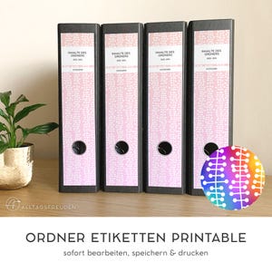 Plaklabels voor mappen | Plaklabels | Etiketten | Stickers | Afdruksjabloon | Patroon: Wijnranken | Achtergrondkleur vrij te kiezen