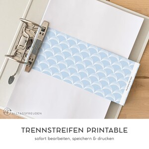 Divider Strip Printable | File Divider Printable | Pattern: Sheets | Light blue | for self-printing | Subdivision | Folder