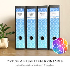 Stick-on folder labels | Adhesive labels | Labels | Stickers | Print template | Pattern: diamonds/cubes | Background color freely selectable