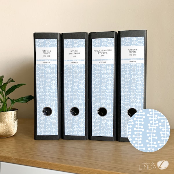 Folder labels to stick on | printable | Folder Spine Stickers | wide & narrow | tendrils | PDF for self-printing on adhesive labels