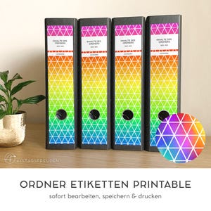 Stick-on folder labels | Adhesive labels | Labels | Stickers | Print template | Pattern: Triangles | Custom color