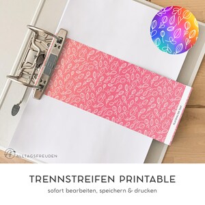 Divider strips print template | Folder dividers printable | Dividers | Floral pattern: tulips/flowers | Custom color
