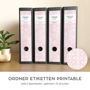 Zelfklevende maplabels | map rug zelfklevende etiketten | Etiket | teken | plakker | afdruk sjabloon | Patroon: Vierkanten | rosé, roze