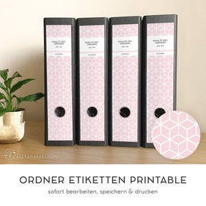 Zelfklevende maplabels | map rug zelfklevende etiketten | Etiket | teken | plakker | afdruk sjabloon | Patroon: ruiten | rosé, roze