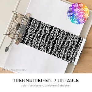 Divider strip print template | Folder divider printable | Divider sheets | Floral pattern: tendrils | Custom color