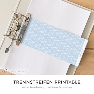 Divider Strip Printable | File Divider Printable | Pattern: Triangles | Light blue, pastel | for self-printing | Subdivision | Folder