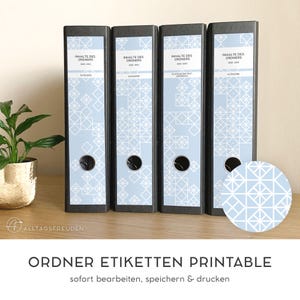 Zelfklevende maplabels | map rug zelfklevende etiketten | Etiket | teken | plakker | afdruk sjabloon | Patroon: Vierkanten | lichtblauw