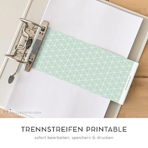 Divider Strip Printable | File Divider Printable | Pattern: Triangles | Mint | for self-printing | Subdivision | Folder