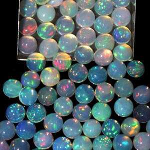 5x5MM. Tamanho Lote de Opala, Opala Etíope Formato Redondo Preço de Atacado Lote de Opala Multi Chamativo Opala de Fogo Lote de Pedras Preciosas Tamanho MM.