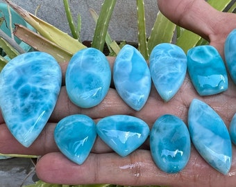 Natural Larimar Loose gemstone top Quality AAA Color Cabochon Gemstone Blue Larimar Loose All Shapes and All Size Jewelry making gemstone.