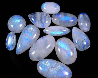 Rainbow Moonstone Lot AAA Quality 100% Natural Rainbow Moonstone Mix Shape Cabochon Loose Gemstone For Making Jewelry AB-1346