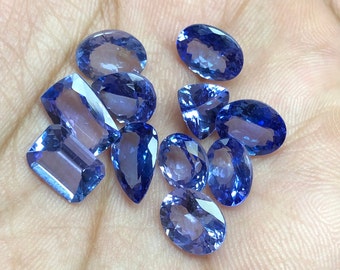 AAA Tanzanite Gemstone Lot: Mixed Shape Faceted Cut Stones