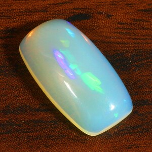 Ethiopian Opal Transparent blue fire Cabochon Loose Gemstone, 6.25 Crt, Opal Welo Fire Baguette Shape Opal Ring Size Cabochon, 20x11x5 MM.