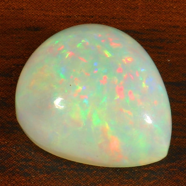 8.45 Crt. AAA Ethiopian Opal multi fire cabochon October birthstone, 15x12x8 mm. Pear Shape Loose gemstone for Jewelry making Opal Ring.