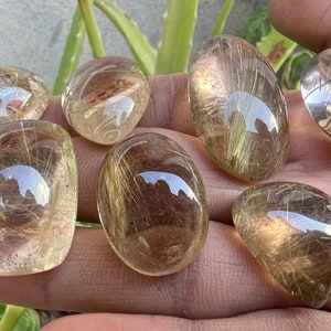 Cabochão natural de rutilo dourado, pedra preciosa solta aaa, pedra preciosa de rutilo de alta qualidade, todos os tamanhos mistos, pedra para fazer joias.