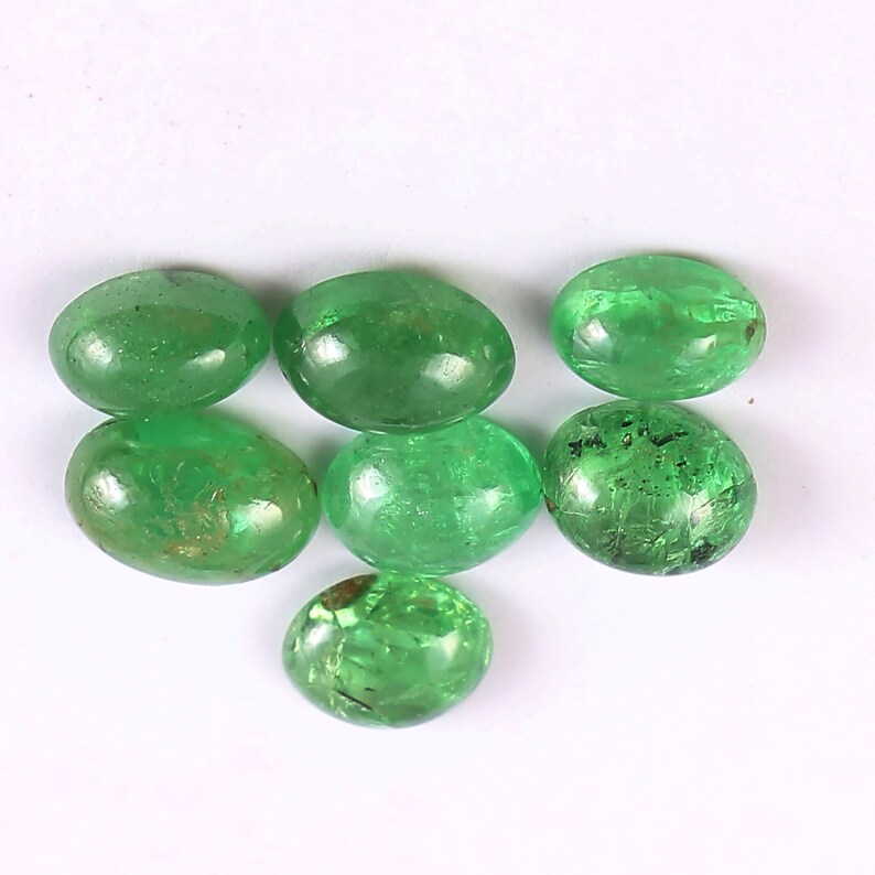 Green Tsavorite 6 Pieces Loose Cabochon Gemstone 5.20 Etsy
