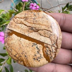 Cabochão Imagem Natural Jaspe, 194 Cts, 59x6 MM. Lote polido feito à mão com pedras preciosas soltas para fazer joias.