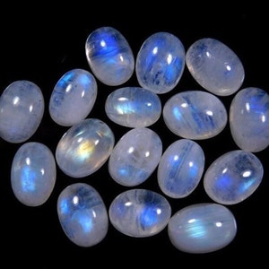 AAA ++ Calibré Toutes les tailles MM Rainbow Moonstone Oval Cabs Calibré Blanc Pierre de Lune Cabochon Gemstone Lot Pour la Fabrication de Bijoux.