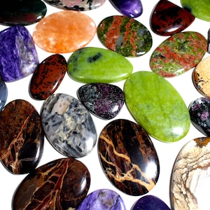 Pietre preziose miste cabochon Gemme bellissime Tutte naturali Mix Lot Jasper, Agata, Opale, Ossidiana, Quarzo Lotto all'ingrosso, Pietre preziose autentiche, All'ingrosso